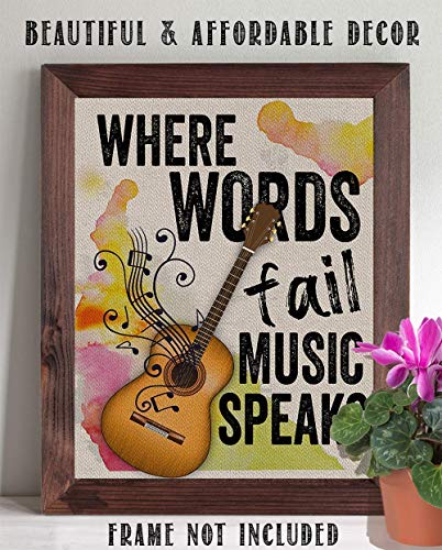 Where Words Fail Music Speaks - Hans Christian Anderson - 11x14 Çerçevesiz Sanat Baskısı-15 Doların Altındaki Gitaristler, Müzisyenler
