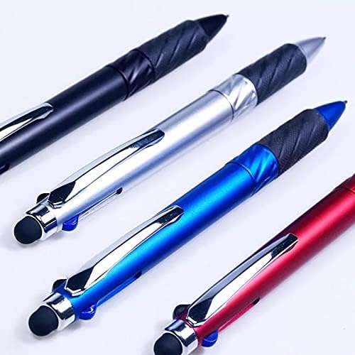 BIWO - Tabletleriniz veya akıllı telefonlarınız için kalemle 3 Renk (kırmızı, mavi, siyah) tükenmez kalem (4'ü 1 arada) 4 kalem