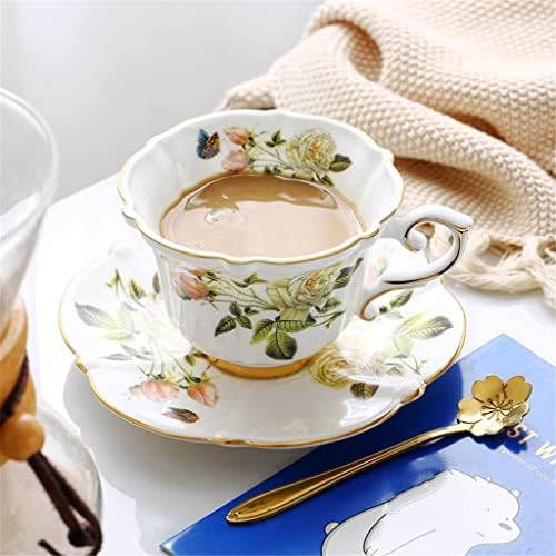 GRETD İngiliz Kemik Çini Kahve Fincan Seti Porselen Çay Bardağı Seti Seramik Kupa Kahve Gereçleri Süt Kupası (Renk: 2 parçalı