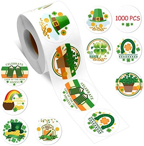 Aziz Patrick Günü Çıkartmalar Rulo-1000 Etiketleri İrlandalı Festivali Sticker Yeşil Yonca Bayrağı Bira Yeşil Şapka Sticker Bir