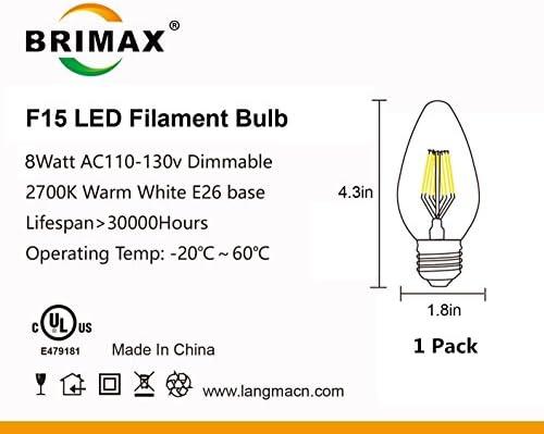 BRİMAX F15 8W Led Sundurma Ampul Açık, 75W - 80W Akkor Eşdeğeri için LED Post Ampul