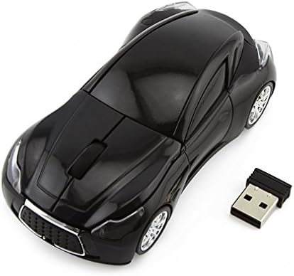 Spor Araba Şekli Fare 2.4 GHz Kablosuz Optik Oyun Fareleri 3 Düğmeler DPI 1600 PC faresi Dizüstü Bilgisayar (Siyah)