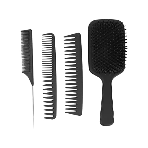 Kürek Saç Fırçası, Orta Boy Saç Fırçası Seti Ev için Kuaför için Elektrik Direnci (siyah, Kutulu)