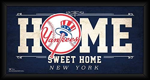 New York Yankees Çerçeveli 10 x 20 Ev Tatlı Ev Kolajı-MLB Takım Plaketleri ve Kolajları