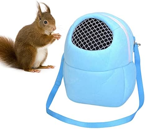 Hamster Taşıma Çantası Taşınabilir Seyahat Nefes Giden Küçük evcil hayvan çantası Kirpi Hamster Planör-Mavi 27x22cm
