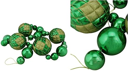 6 ' Büyük Boy Parlak Yeşil Noel Topu Garland Altın Glitter Accent-cc