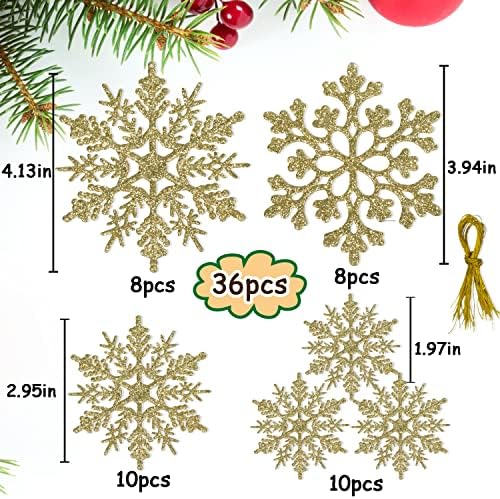 36 pcs Altın Kar Tanesi Süsler Plastik Glitter Kar Gevreği Süsler için Kış Noel Ağacı Süslemeleri Boyutu Değişir Zanaat Kar Taneleri