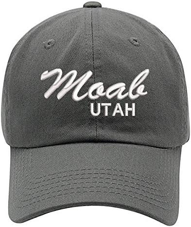 Üst düzey giyim Moab Utah komut dosyası işlemeli düşük profil yumuşak taç Unisex beyzbol baba şapka