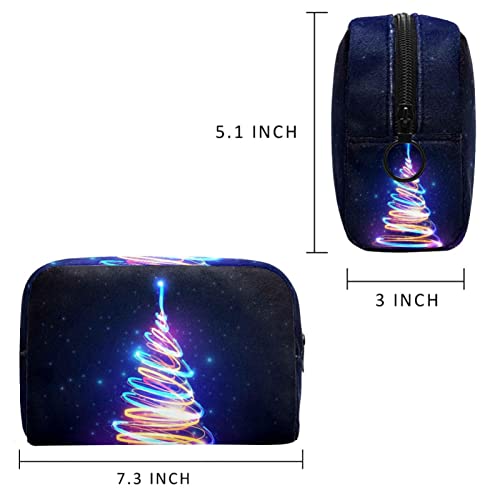 Renkli ışıklar Noel ağacı kozmetik çantası fermuarlı Makyaj çantası tuvalet çantası seyahat ambalaj çantaları