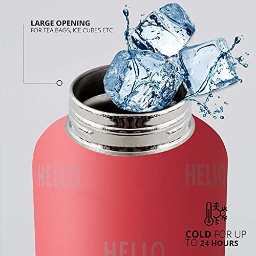 Tasarım Mektupları Paslanmaz Çelik Su Şişesi 500ml Solmuş gül-BPA İçermeyen Çift Duvarlı Vakum Termos şişesi, 12 saat Sıcak ve
