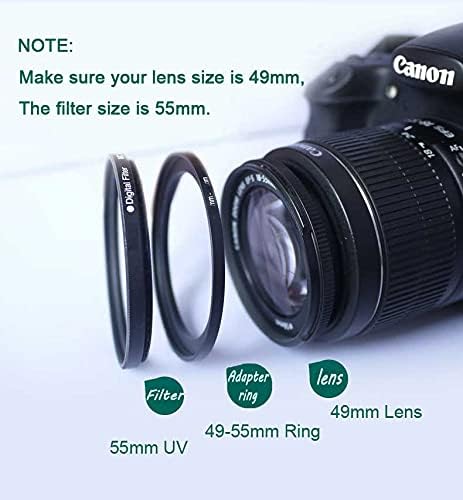 49mm-55mm Step Up Yüzük [49mm Lens için 55mm Filtre], FANZR Kamera Lens Filtre Adaptör Halkası Lens, Prim Alüminyum (2 Paket)