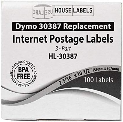 Houselabels 2-5 / 16 x 10-1 / 2 İnç Dymo Uyumlu 30387 3 Parçalı İnternet Posta Etiketleri, 1 Rulo, Rulo başına 100 Etiket