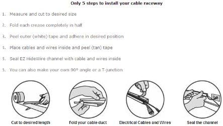 Küçük EZ HideWire Kablo Kanalı-Uzunluk: 10FT-Renk: Siyah