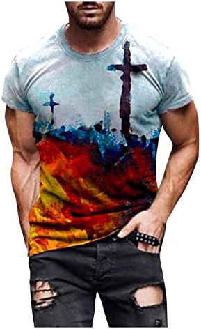 Komik T Shirt Erkekler ıçin erkek Ekip Boyun Kısa Kollu T-Shirt İnanç İsa Çapraz Baskılı Grafik Tees Gömlek Yaz Üst