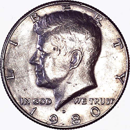1980 D Kennedy Yarım Dolar 50C Yaklaşık Çevrilmemiş