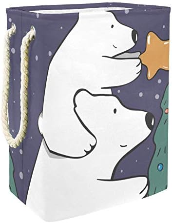 DJROW Dar Sepet Karikatür kutup ayısı Anne ve Bebek Büyük Kapasiteli Katlanabilir Giysi Sepet Kolları ile Depolama Bin için Battaniye