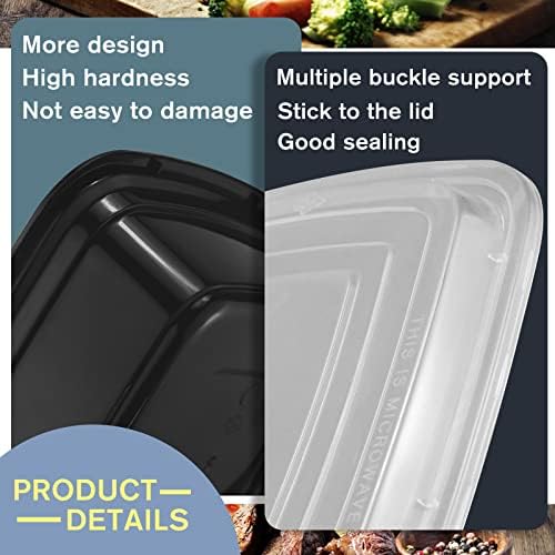 Fyess 12 Paket 32 oz Tek Kullanımlık Plastik Bento Kutuları Bölmesi Yemek Hazırlık kapaklı konteynerler Öğle Yemeği Kutuları