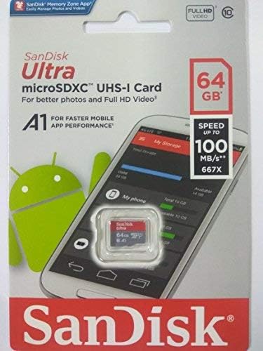 SanDisk 64GB microSD Ultra Hafıza Kartı, LG G6, LG V30, Q6, G5, G4, LG Tribute HD, K40, Phoenix 4 Cep Telefonu (SDSQUAR-064G-GN6MN)