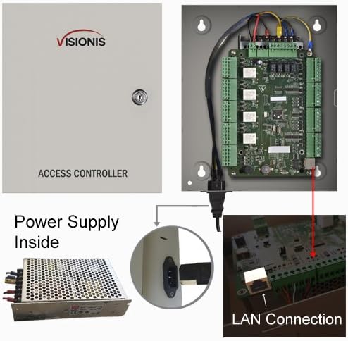 Visionis FPC-8372 4 Kapı Erişim Kontrolü Elektrikli Strike Fail Safe Fail Secure, Zaman Katılım TCP / IP Wiegand Denetleyici
