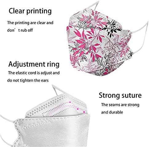 Kadınlar için 3D Tasarımlı 50PC Tek Kullanımlık Çiçek Kravat Boyası Yüz Maskesi, Burun Telli 4 Katlı Nefes Alabilen Çiçek Yüz