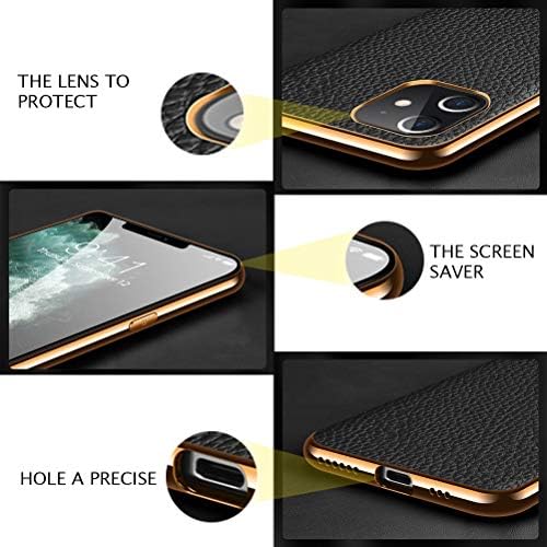 Hicaseer iPhone için kılıf 12 Mini, Lychee Desen deri Kaplama Yumuşak TPU Tampon Kaymaz Darbeye Dayanıklı ince ışık koruyucu