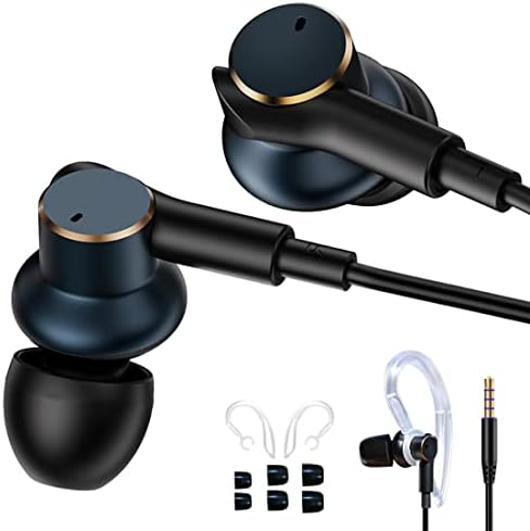 Kablolu Kulaklıklar bas Dinamik ve Hi-Res Demir Halka Çift Sürücülü Mikrofonlu Kulak İçi Kulaklıklar, Hi-Fi Stereo Gürültü Azaltma
