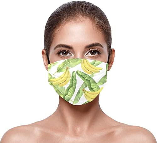 Komik elle çizilmiş tropikal muz 2 Paket %100 % Pamuk Kore Kullanımlık Yıkanabilir Ayarlanabilir Metal Şerit Kadın Yüz Ağız Maskesi
