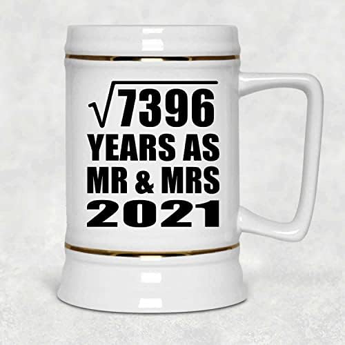 86th Yıldönümü Karekök 7396 Yıl Olarak Mr & Mrs 2021-22 oz Bira Stein Seramik Bar Kupa Tankard Drinkware-Eşi için Koca Lady Onu