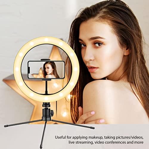Parlak Selfie Halkası Üç Renkli ışık, Canlı Yayın/Makyaj/YouTube/TikTok/Video/Çekim için Uzaktan Kumandalı Karbonn Aura 10 İnç