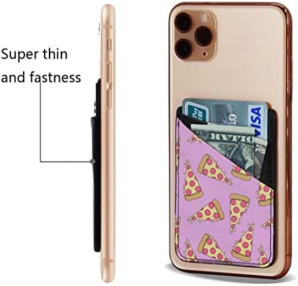 Pembe Pizza Desenli Cep Telefonu Cüzdanı, Kredi Kartı Cüzdanı, Kartvizit, Hemen Hemen Her Telefonla Uyumlu