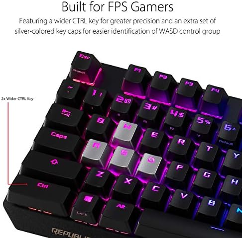 ASUS RGB Mekanik Oyun Klavyesi - ROG Strıx Kapsam | Cherry MX Siyah Anahtarlar | FPS Hassasiyeti için 2X Daha Geniş Ctrl Tuşu