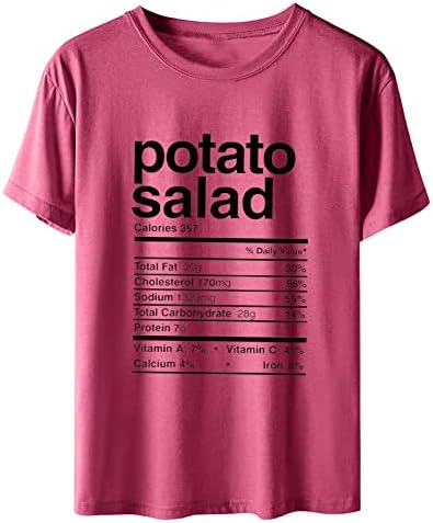 Wirziis Şükran Gömlek Kadınlar ıçin 2021 Trendy Patates Salatası Mektup Grafik Tees Casual Kısa Kollu Crewneck Tişörtü