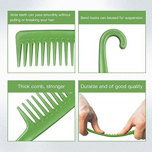 Wapodeaı Geniş Diş Tarağı, Kadınlar için Premium Duş Tarakları, Kıvırcık, ıslak, Kuru, Kalın Saçlar için Geçerlidir (Yeşil)