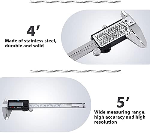 UOEIDOSB 0-150mm / 6 Metal Kasa Dijital Sürmeli Kumpas Elektronik Dijital Kumpas Mikrometre Ölçüm Ölçer