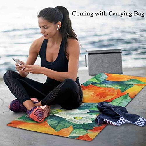 MCHIVER Seyahat Yoga Mat Kaymaz-Suluboya Mandalina Turuncu Meyve Katlanabilir egzersiz matı Hafif egzersiz matı ile Çanta Ter