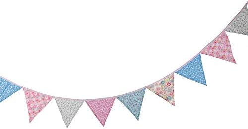 Hacoly Çiçek Afiş Pembe ve Mavi Üçgen Bayrakları Parti Asılı Dekorasyon Flama Afiş Halat Mezuniyet/Doğum Günü/Bebek Duş / Düğün