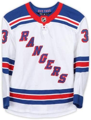 Fredrik Claesson New York Rangers Oyunu-2018-19 NHL Sezonundan 33 Beyaz Set 1 Forması Kullanıldı-Boyut 58-Oyun Kullanılmış NHL
