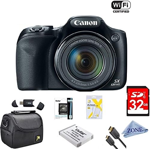 Canon Powershot SX530 HS 16MP Wi-Fi Super-Zoom Dijital Fotoğraf Makinesi 50x Optik Zoom Ultimate Paketi Lüks Kamera Çantası,