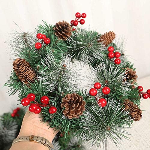KALP HOPARLÖR Yapay Çelenk Çelenk Çam Kozalağı Berry Süs Noel Ağacı asılı dekor için 30 cm