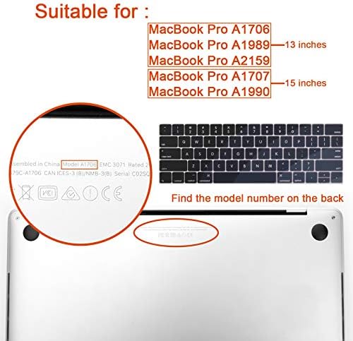 CaSZLUTİON Silikon Klavye Kapak Cilt Dokunmatik Bar ile MacBook Pro ile Uyumlu 13 inç Modeli A1706 A1989 A2159 ve 15 inç Modeli