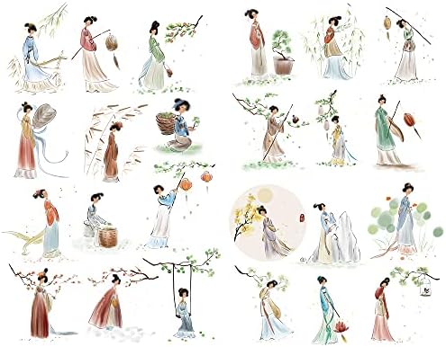 Seasonstorm Vintage Çin Kız Kawaii Estetik Mutlu Planlayıcısı günlük defteri Kırtasiye Scrapbooking Çıkartmaları Seyahat Sanat