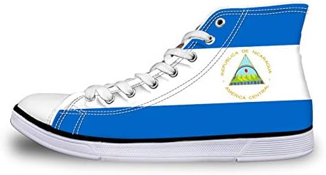 Owaheson Nikaragua Bayrağı Unisex Yetişkin kanvas Ayakkabılar gündelik ayakkabı Yüksek Kesim Dantel up Moda Rahat Yürüyüş için