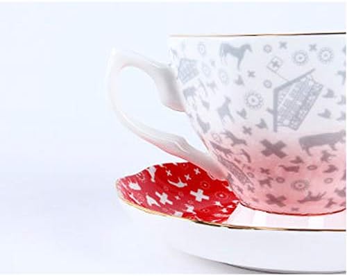 PARLAYAN Kontrast Renk Kırmızı Beyaz Porselen Kemik Çini Yemek Öğleden Sonra çay seti Kek Tabakları İle Kahve Çay Severler İçin