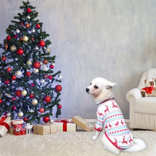 6 Adet Köpek Noel Gömlek - Köpek Giysileri Küçük Orta Köpekler için Kız Erkek Chihuahua Yorkie Köpek Noel Kıyafet Giyim Noel