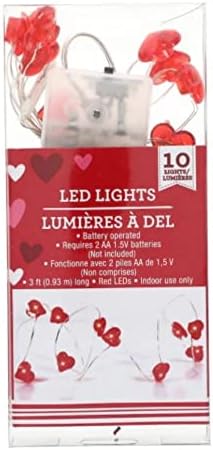 Kalp LED ışıkları kırmızı Sevgililer kalp ışıkları pırıltılı 10-ct. Simge ışık telleri