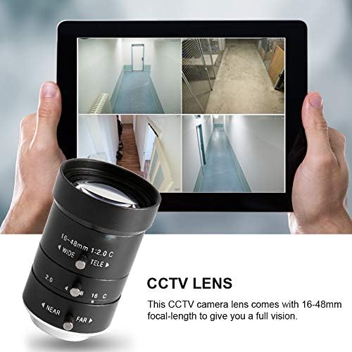 3MP CCTV Güvenlik Kamera Manuel Iris Lens, C-Mount 16-48mm Odak Uzaklığı 2/3 Görüntü Formatı Manuel Diyafram Lens, Gözetim Güvenlik