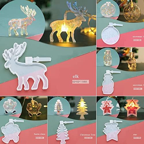 GFNet DIY el sanatları Elk döküm kalıpları Noel ağacı led ışık silikon kalıp Noel asılı Etiketleri Epoksi reçine kalıp Noel süs(1.5