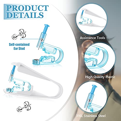 8 Adet Kulak Piercing Tabancası Tek Kullanımlık Steril Kulak Piercing Kitleri Taşınabilir Kendinden Delme Kiti Mavi Tabanca Piercing