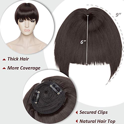 Hairro Klip Patlama Topper Sentetik saç uzantıları Tapınaklar ile Kalın Klip Forhead Topper ile Kadınlar için Kısa Künt Kesim