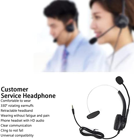 Telefon Kulaklığı, İş Ofisi Çağrı Merkezi Kablolu Kulaklık, HD Ses Kulaklıkları, Sabit Hatlı / Masaüstü Telefonlar için, (VH500-3.5